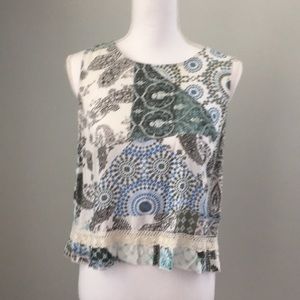 New cute sleeveless blue/green top unique top